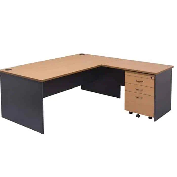 Function Desk with Optional Right Hand Return & Mobile Drawer Unit