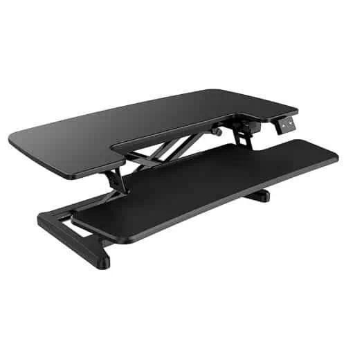 Lift Pro Electric Height Adjustable Desktop Stand, Black. RH Angle View