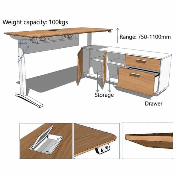 1100mm wide desk