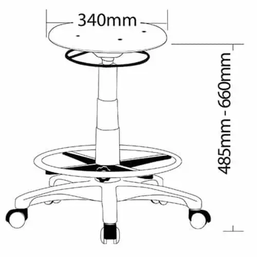 Rio Industrial Drafting Stool, Dimensions