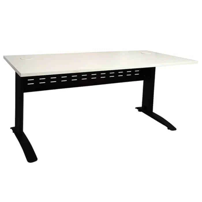 Space System Desk, Natural White Desk Top, Black Base | Black desk