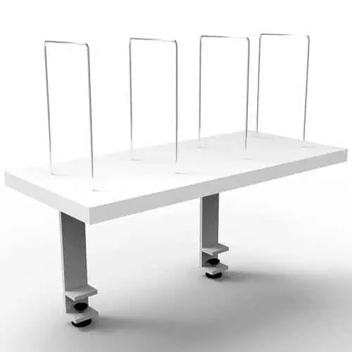 Clamp-On Desk Mounted Shelf, White with Natural White Shelf