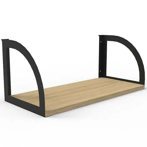 Integral Screen Hung Shelf, Black Brackets, Natural Oak Shelf