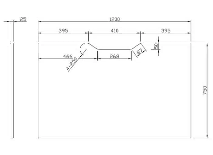 Scalloped Edge Desk Top, 1200mm x 750mm