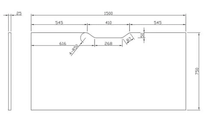 Scalloped Edge Desk Top, 1500mm x 750mm