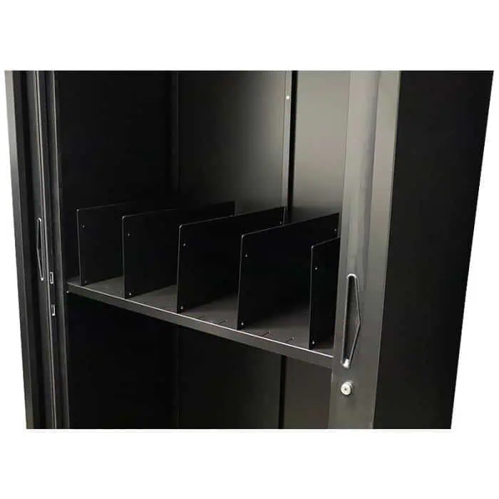 Super Strong Tambour Door Cabinet Slotted Shelves, with File Dividers