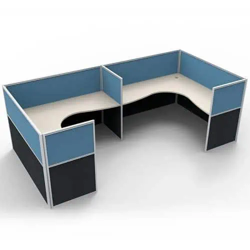 Space System 2 Way Corner Workstation Pod, with Blue Screen Dividers