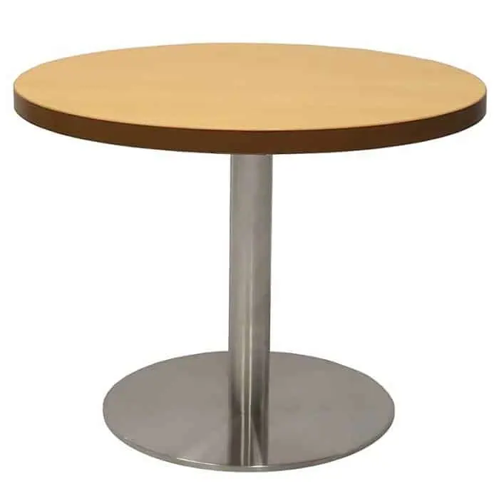 Stacey Round Coffee Table, Beech Table Top, Stainless Steel Table Base