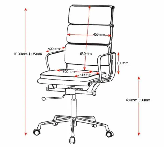 Chic High Back Chair, Dimensions