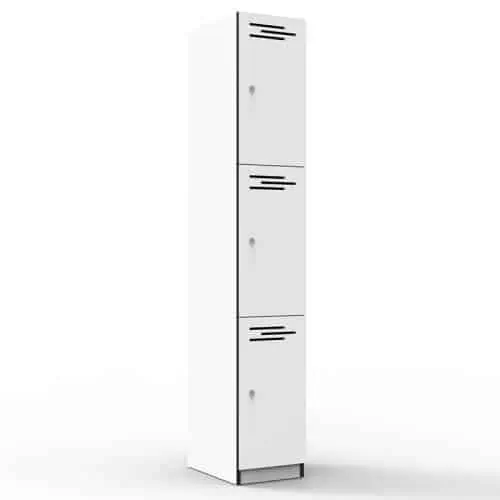 Elite Melamine Three Door Locker, Natural White