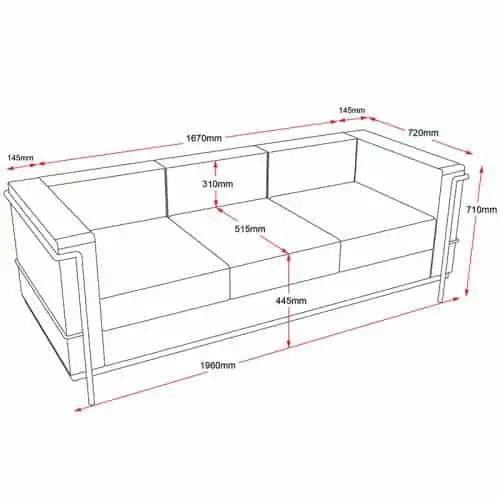 Fast Office Furniture - Daydream 3 Seater Lounge, Dimensions