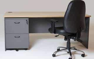 Fast Office Furniture - Function Deluxe Desk and Mobile Drawer Unit, Natural Oak and Ironstone Colours