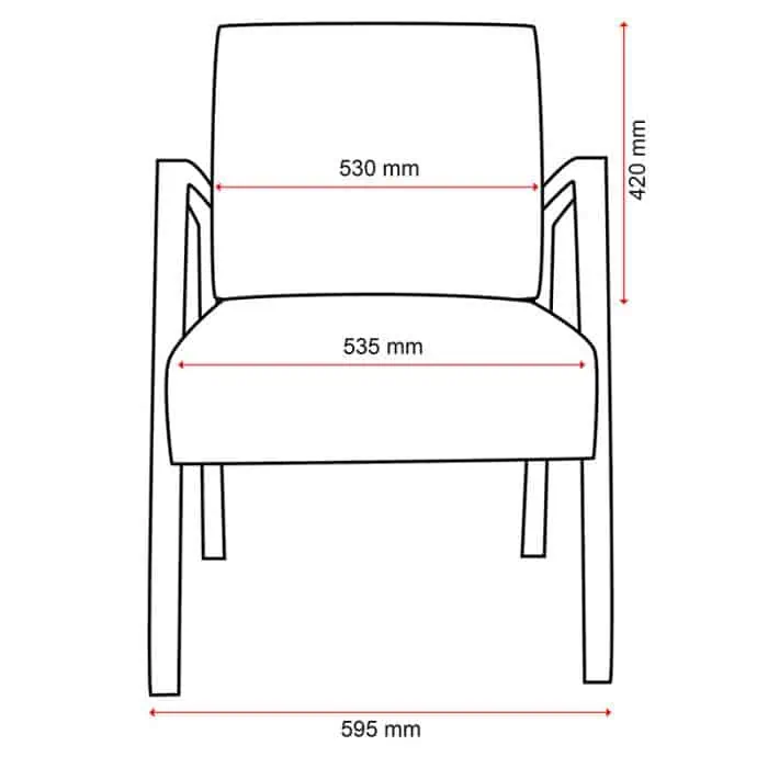 Buro Bella Lounge Chair, Dimensions Front