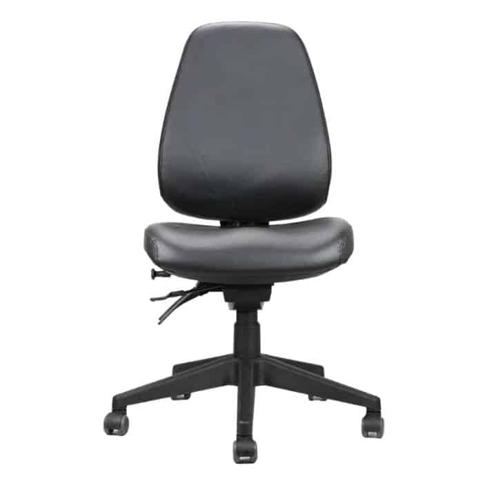 Joelle Pro High Back Chair no Arms, Black PU, Front View