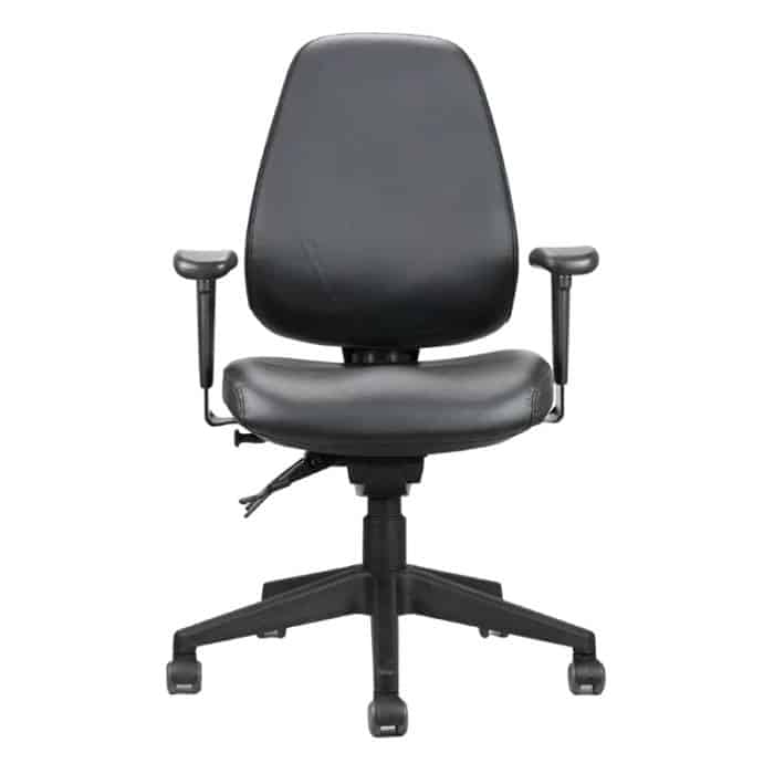 Joelle Pro High Back Chair with Arms, Black PU, Front View