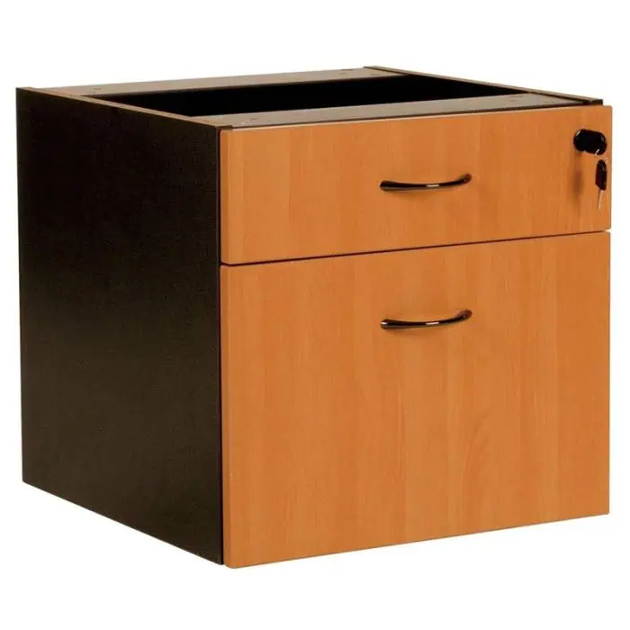 Chill Fixed Drawer Unit - 1 Personal + 1 Deep File Drawer, Beech and Ironstone Colours