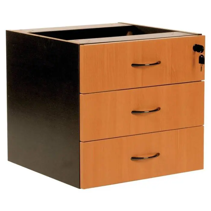 Chill Fixed Drawer Unit - 3 Personal Drawers, Beech and Ironstone Colours