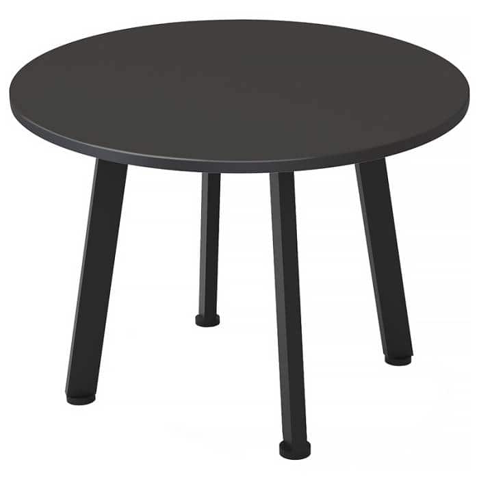 Enterprise Round Coffee Table, Black Table Top, Satin Black Base