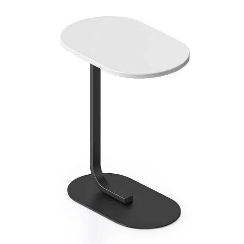 Lyon Side Table, Satin Black Base, Natural White Top