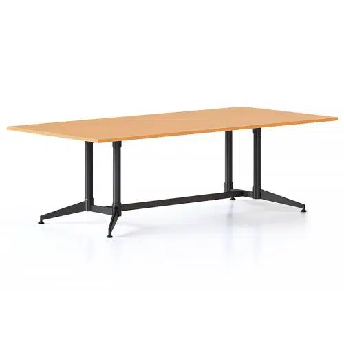 Tessa Meeting Table, 2400mm x 1200mm, Satin Black Frame, Beech Table Top