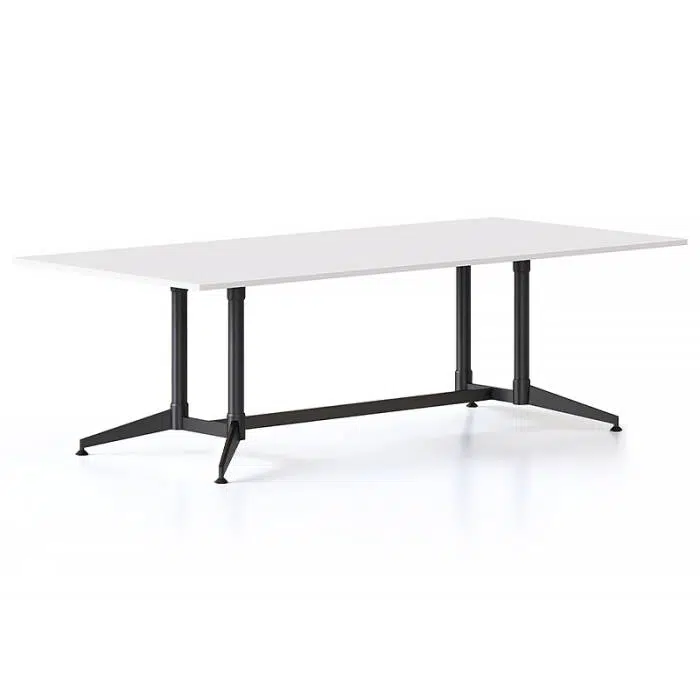 Tessa Meeting Table, 2400mm x 1200mm, Satin Black Frame, White Table Top