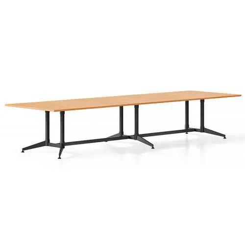 Tessa Meeting Table, Large Size, Satin Black Frame, Beech Table Top