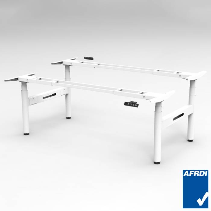 Flight Pro Round Leg Heavy Duty Electric Height Adjustable Sit Stand Back to Back Desk Frame, Satin White