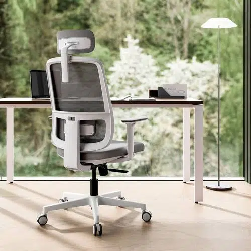 White Office Chair with Headrest