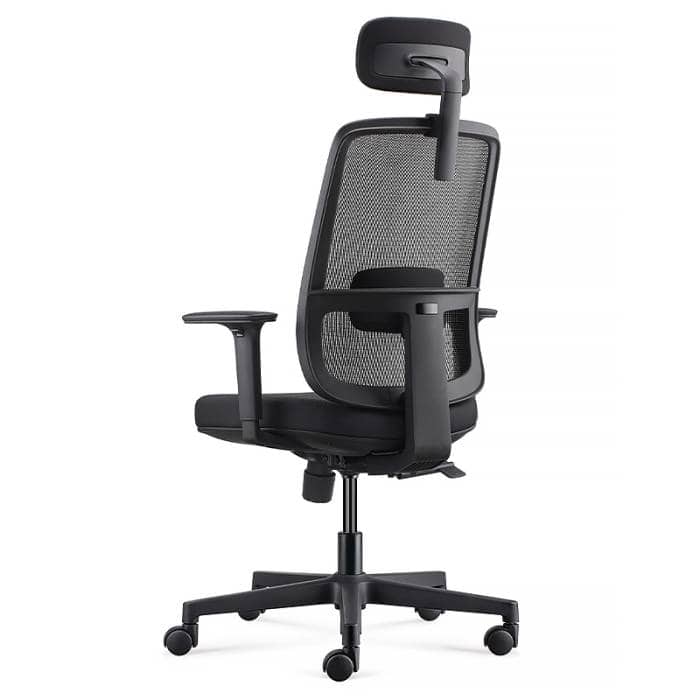 Gianna Chair with Headrest, Black, Rear Angle View