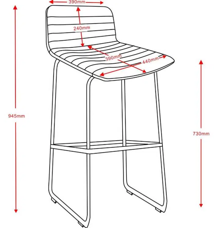 Ivy Bar Stool, Dimensions