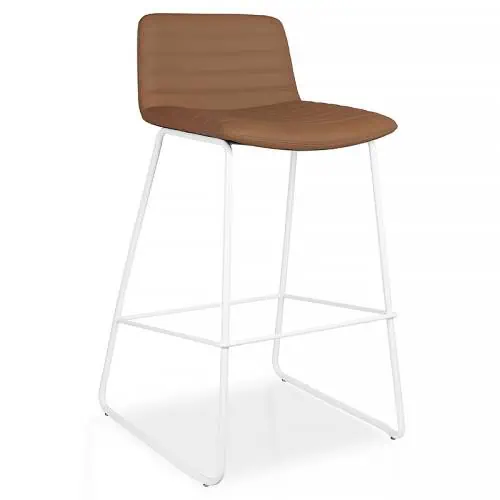 Ivy Bar Stool, Tan Colour, White Sled Frame