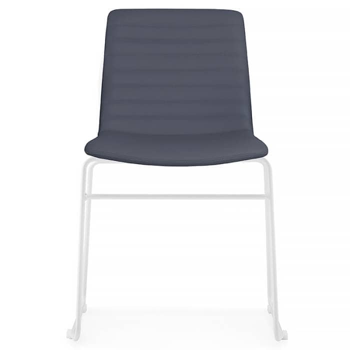 Ivy Visitor Chair, Navy Colour, White Sled Frame, Front View