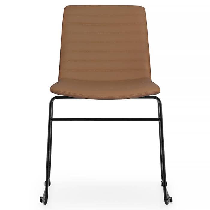 Ivy Visitor Chair, Tan Colour, Black Sled Frame, Front View