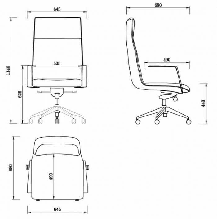 Maeve High Back Chair, Dimensions