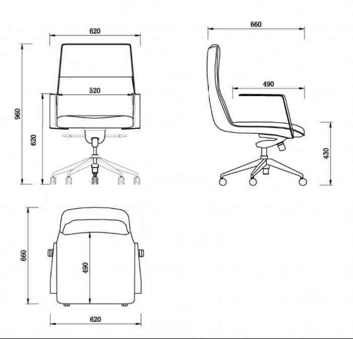 Maeve Medium Back Chair, Dimensions