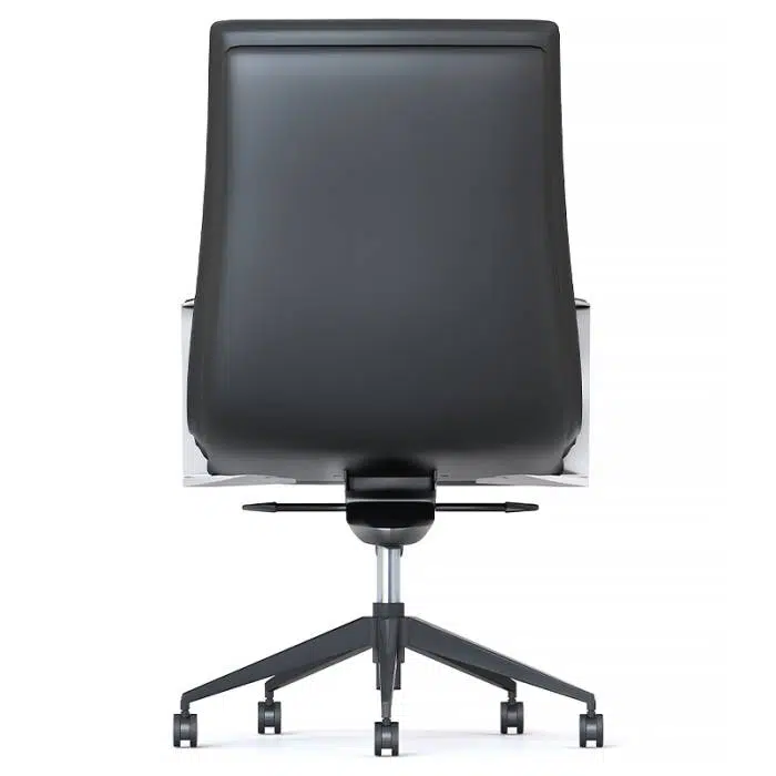 Black leather medium back chair