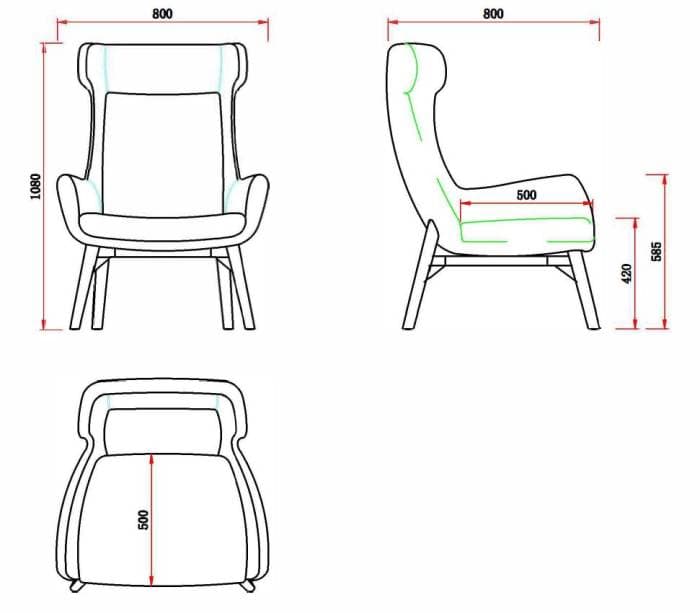 Serena Wing Chair - Dimensions