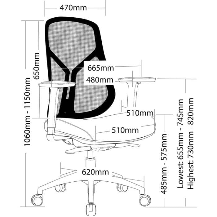 Alain Chair with Dimensions