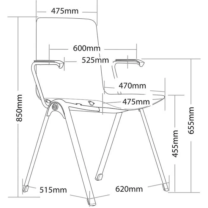 Assia Chair with Arms with Dimensions