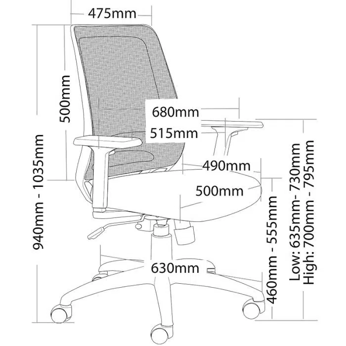 Ellio Chair with Dimensions