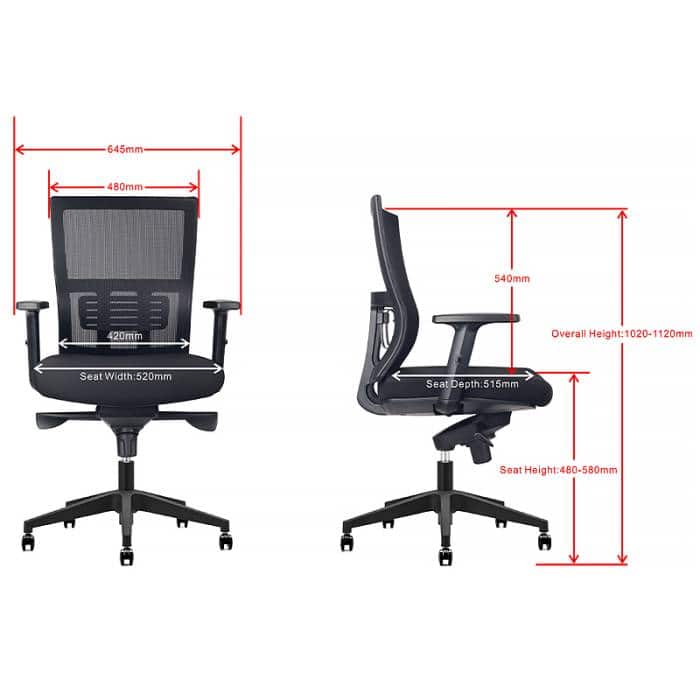 Lucie Chair with Dimensions