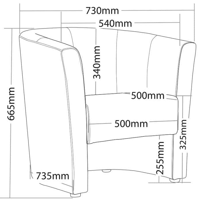 Maylone Tub Chair with Dimensions