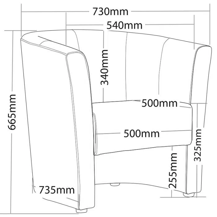 Maylone Tub Chair with Dimensions