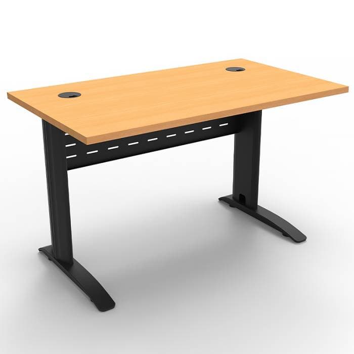 Space System Student Desk, Beech Desk Top, Satin Black Under Frame