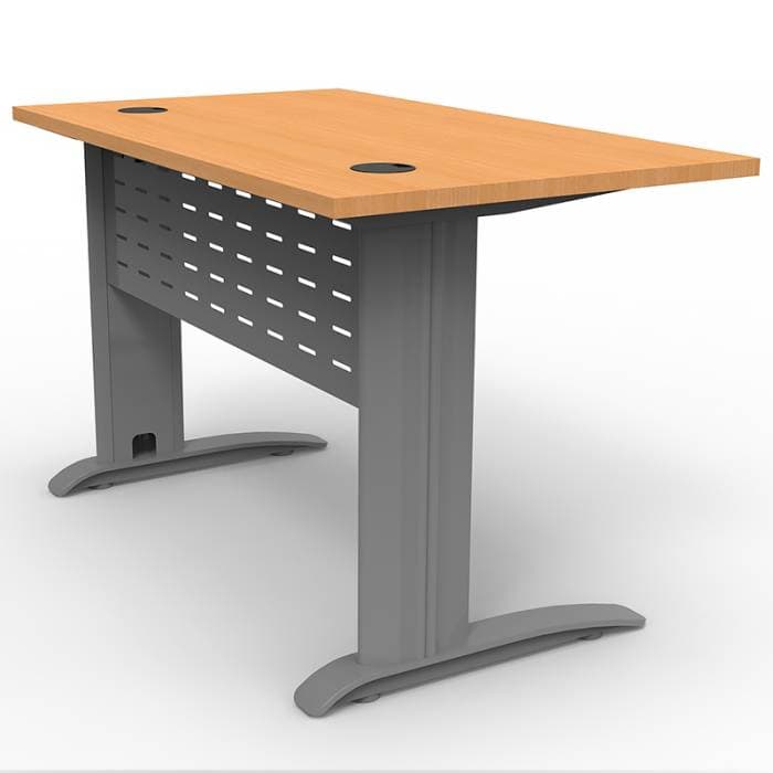 Space System Student Desk, Beech Desk Top, Satin Silver Under Frame