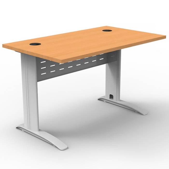 Space System Student Desk, Beech Desk Top, Satin White Under Frame